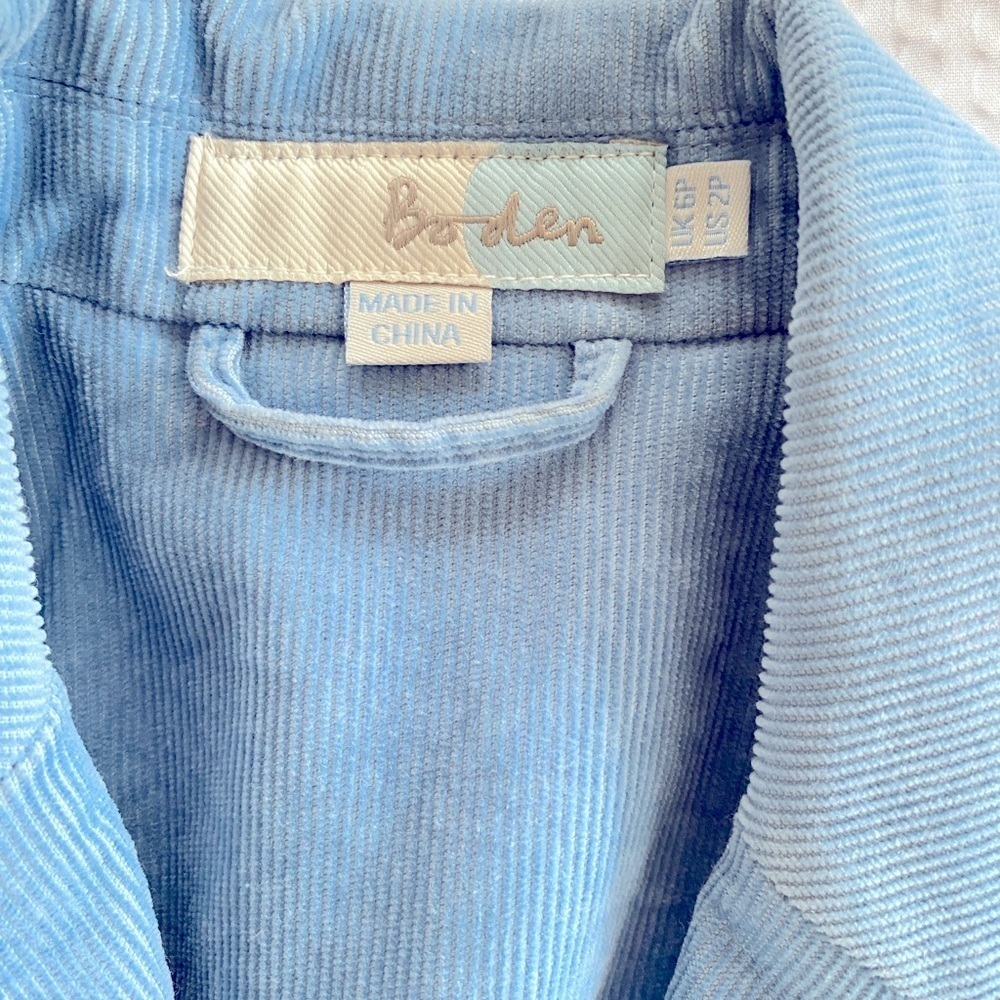 Boden Blue Corduroy Tailored Blazer Jacket Size 2P - Picture 11 of 12